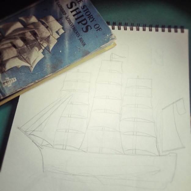 Ship pencil sketch by Beetroot Press
